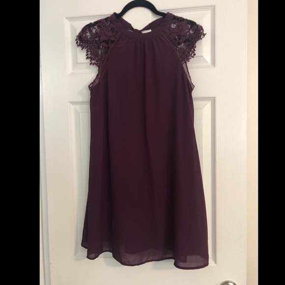 She and Sky Dresses & Skirts - NWT: dark purple dress with lace sleeves